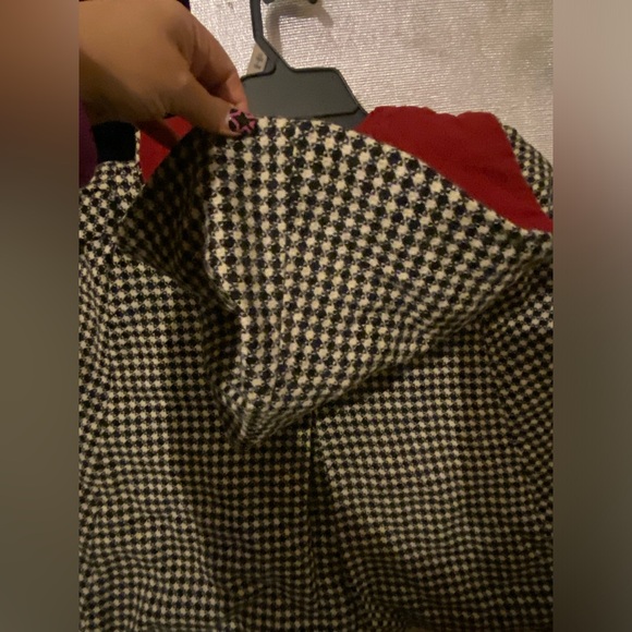 MAKE AN OFFER 🍒 Vintage Houndstooth Crimson Childs / Small Cape w/ Hood #9582 - Picture 11 of 14